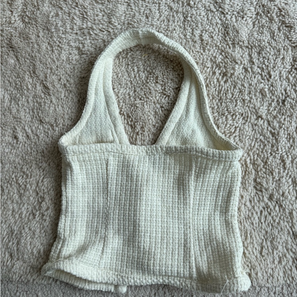 Prettylittlething Elegant Cream Halter Top size 4 - Picture 3 of 5